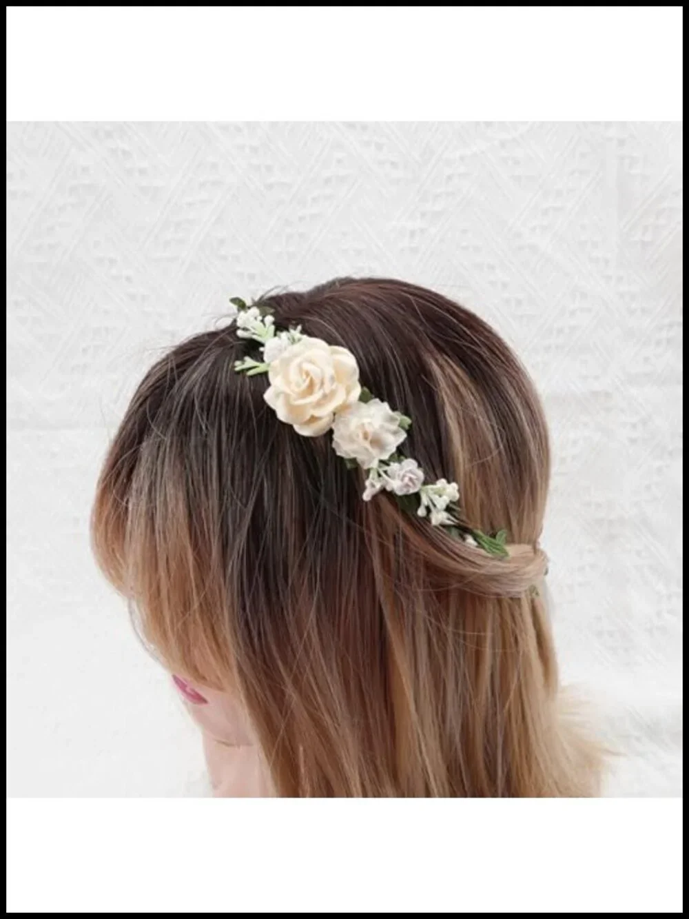 Adjustable Floral Crown Headband for Girls, Handcrafted Fabric Ribbon